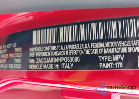 2017 Jeep Renegade Latitude Fwd z USA, uszkodzony, nr VIN ZACCJABB4HPG53080